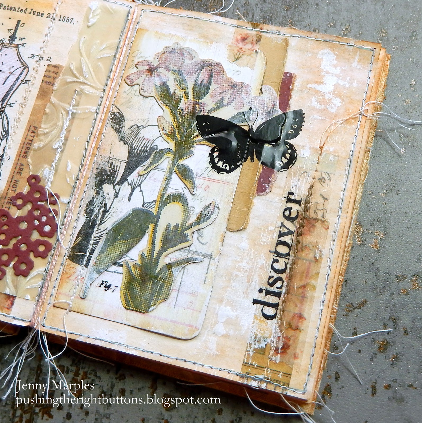 Pushing The Right Buttons: Tim Holtz Collage Mini Book