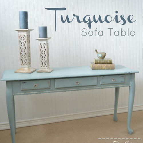 Turquoise Sofa Table Makeover