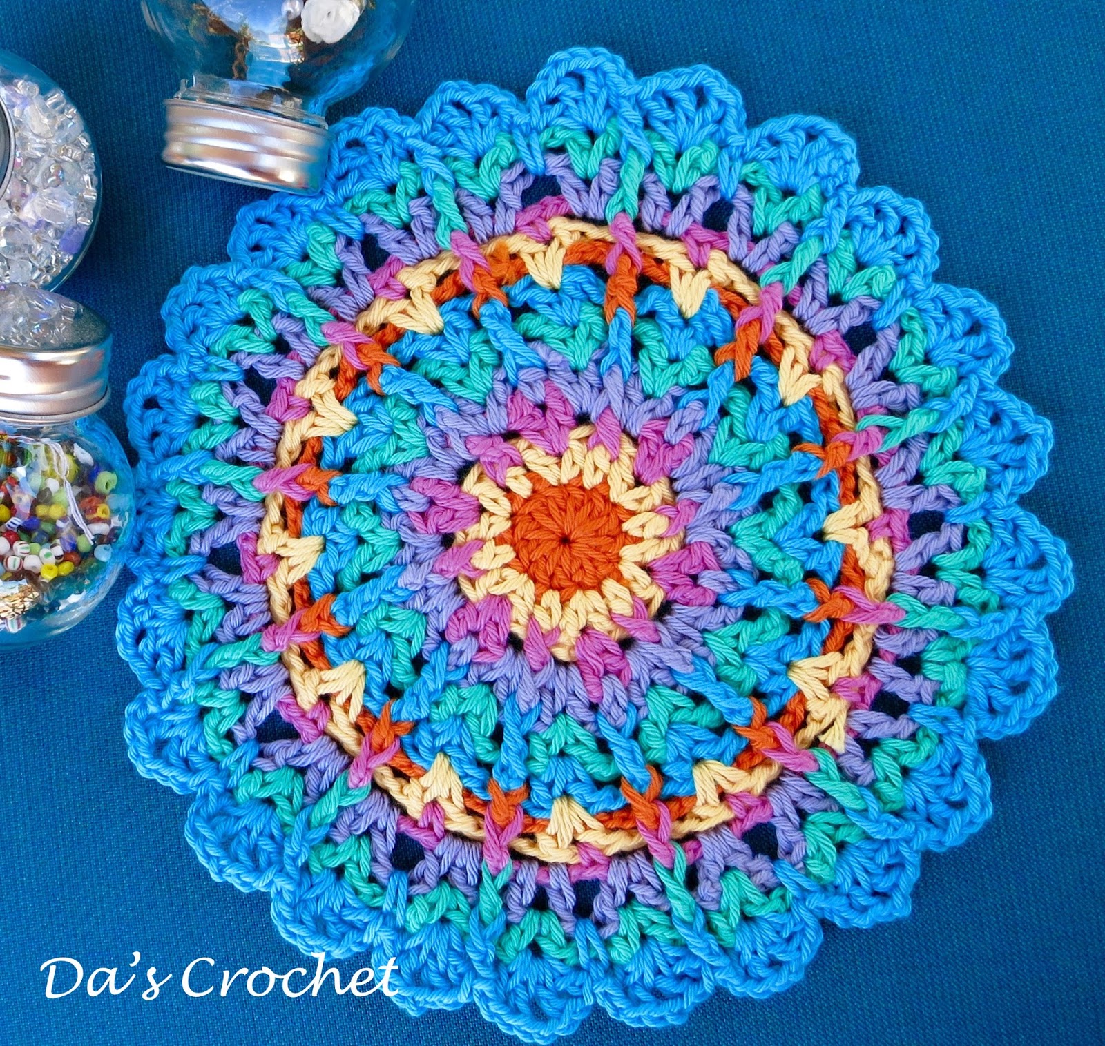 Da's Crochet Connection Burst Of Color Mandala and Coaster