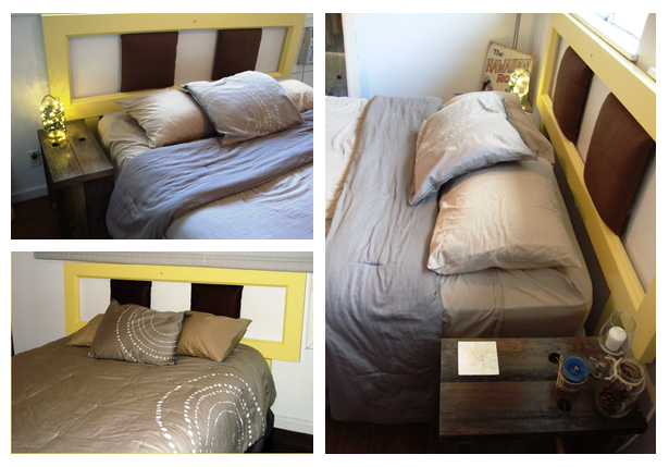 Ames Reclaims Cheery Yellow Door Headboard, Can A Headboard Be Wider Than The Bed