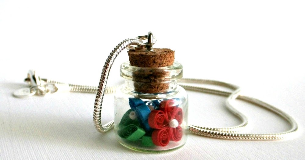 Molly Smith Miniature Quilled Flowers in a Bottle Necklace