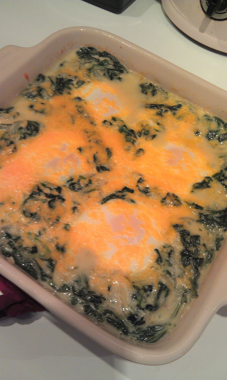 You Eat Like That Every Day? Baked Spinach and Grits with Eggs