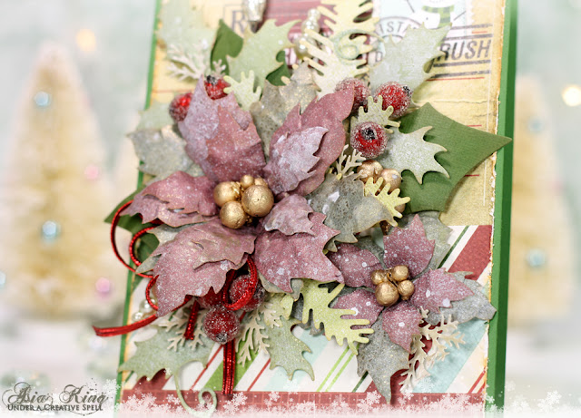 Christmas berries and poinsettia arrangement 