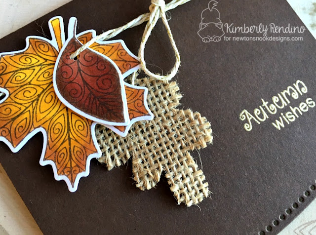quilled | quilling | autumn | fall | leaves | newton's nook designs | burlap | twine | handmade card | papercraft | stamping | cardmaking | kimpletekreativity.blogspot.com 