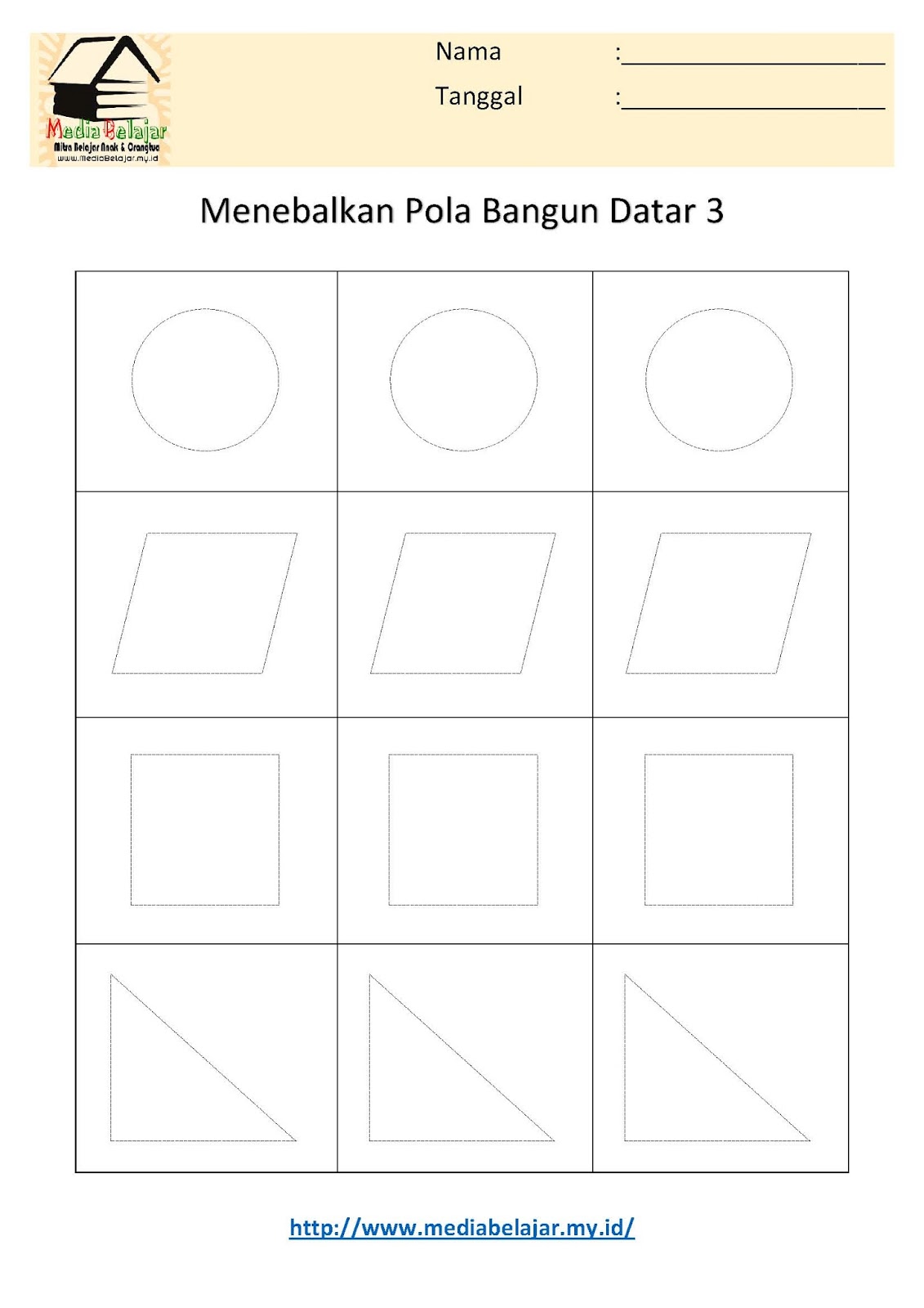 Menebalkan Pola Bangun Datar Bagian 3
