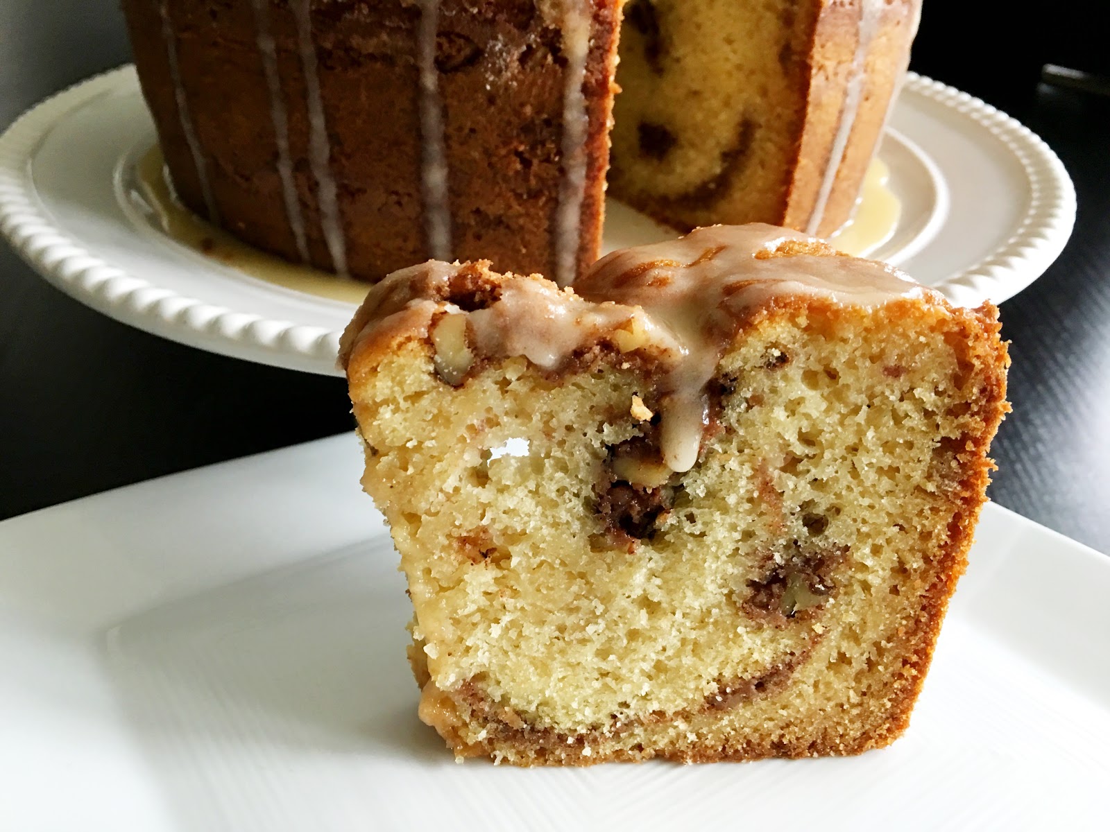 Fueling with Flavour Ina's Cinnamon Coffee Cake with Maple Glaze
