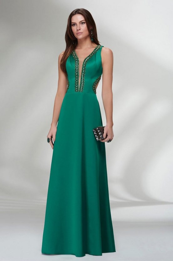 vestido verde musgo festa