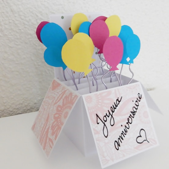 Carte pop-up boite ballons