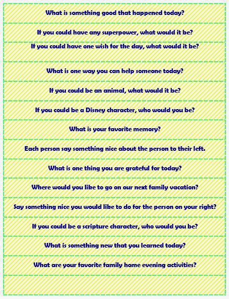 Primary Activity Ideas: Dinner Time Conversations
