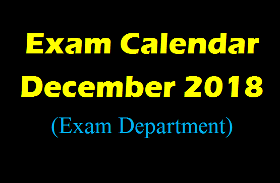 Exam Calendar - December 2018 (Exam Department)