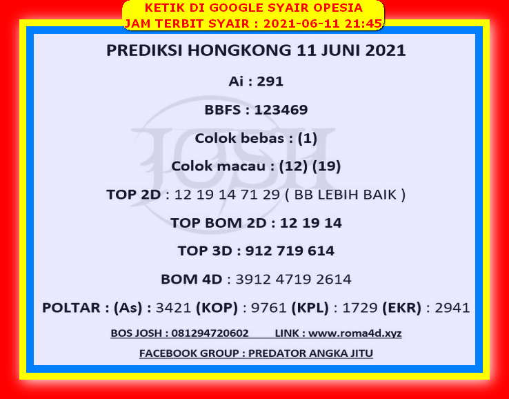 Kode Syair Hongkong Jumat 11 Juni 2021 Kumpulan Syair Toto