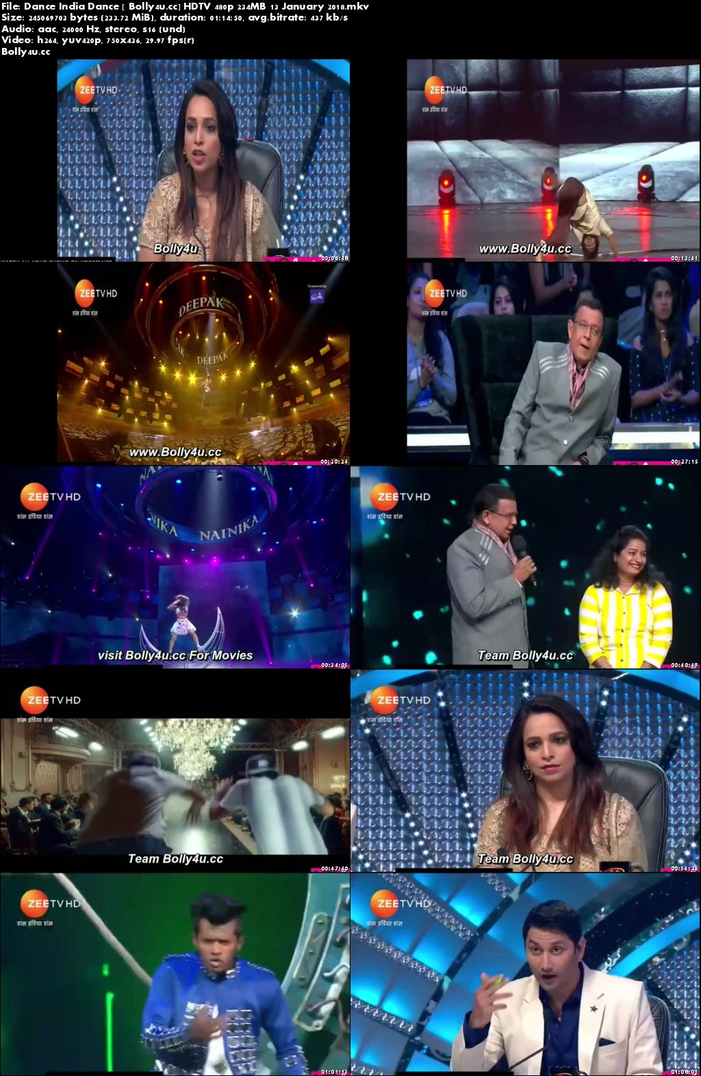 Dance India Dance HDTV 480p 200MB 13 January 2018 Download