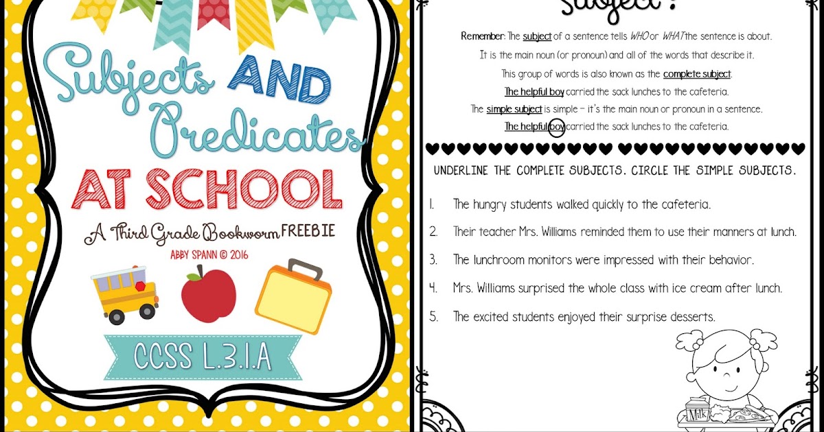 Classroom Freebies: Back to School with Subjects and Predicates