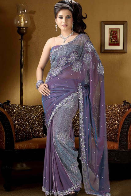 Saree-in-Periwinkle-color