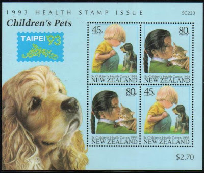 1993年ニュージーランド　子どもとペットの切手シート