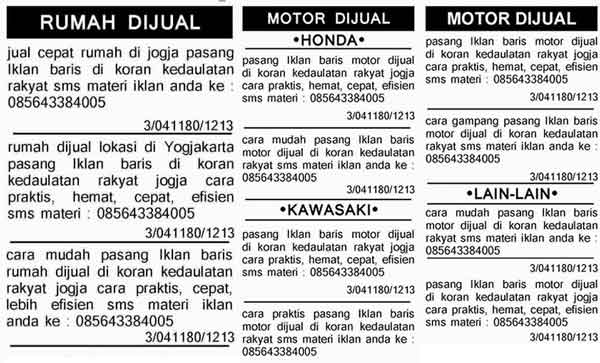 Contoh Iklan Baris Penjualan Motor - Berita Jakarta