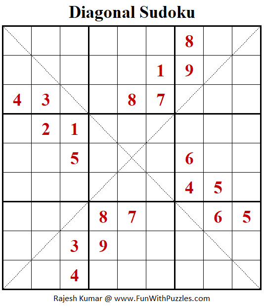 Diagonal Sudoku Puzzle (Fun With Sudoku #353)