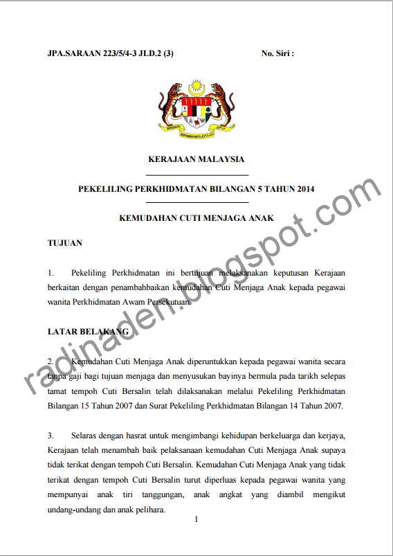 Surat Rasmi Memohon Cuti Bersalin Lamaran L