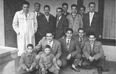 Lorenzo Ponce Sala con otros ajedrecistas en La Farga de Bebié en 1956