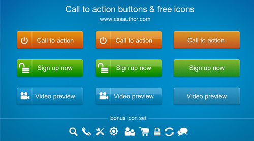 Psd Template download (Css auther): Nice Call to action buttons psd