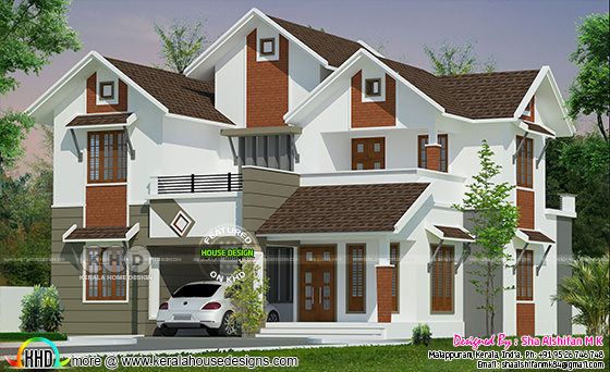 5 Bedrooms 2195 Sq.feet Mixed Modern Sloped House