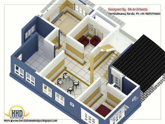 2 storey house 3d floor plans free - 232 Sq. M (2492 Sq. Feet) - February 2012