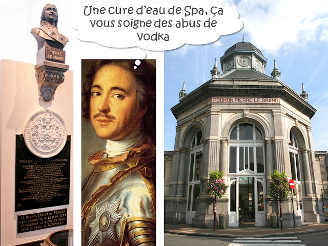 Tsar Pierre le Grand en cure à Spa - "Une cure d'eau de Spa soigne les abus de vodka"  - Pavillon Pouhon - Pierre le Grand - Bruxelles-Bruxellons