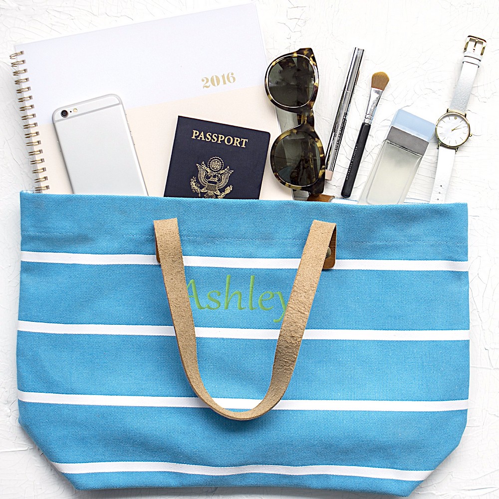 Blue Striped Tote Bag