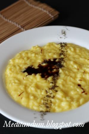 risotto con pecorino allo zafferano, pere e saba