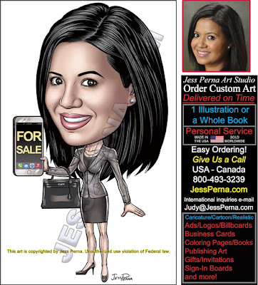Real Estate Agent Holding Smart Phone Cartoon