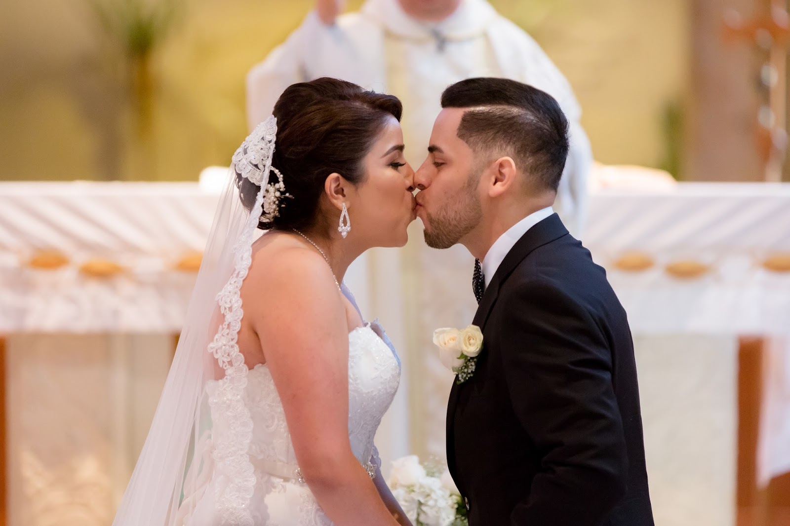 Bride and Groom share their First Kiss