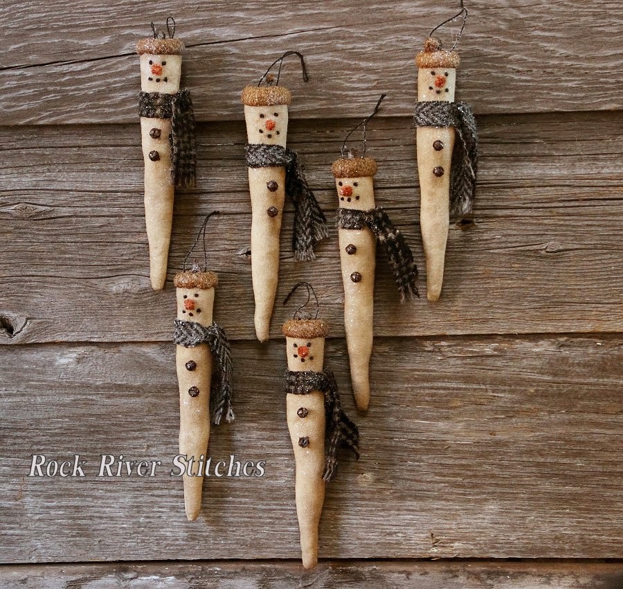 rock river stitches new primitive icicle snowman ornies icicle christmas ornaments