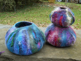 Handmade Felted Bowls Colorful handmade wet felted bowls from Isinglass Design