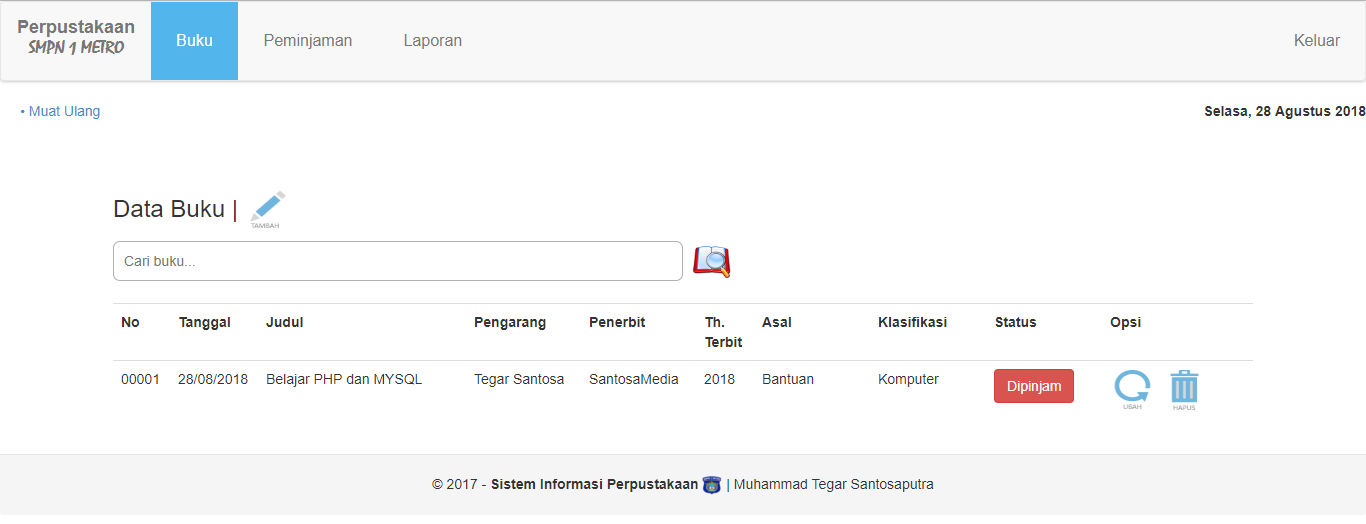 Aplikasi Sistem Informasi Perpustakaan PHP Mysql (Source