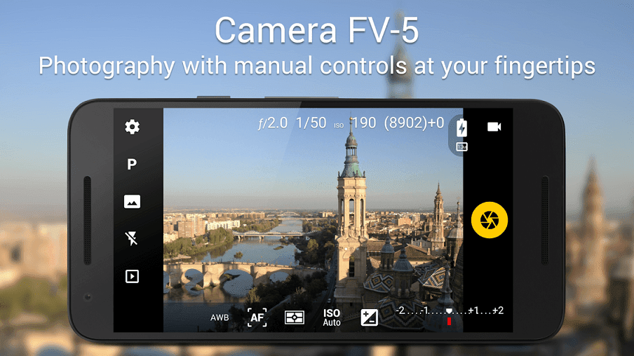 واجهة تطبيق Camera FV-5 للتصوير الاحترافي