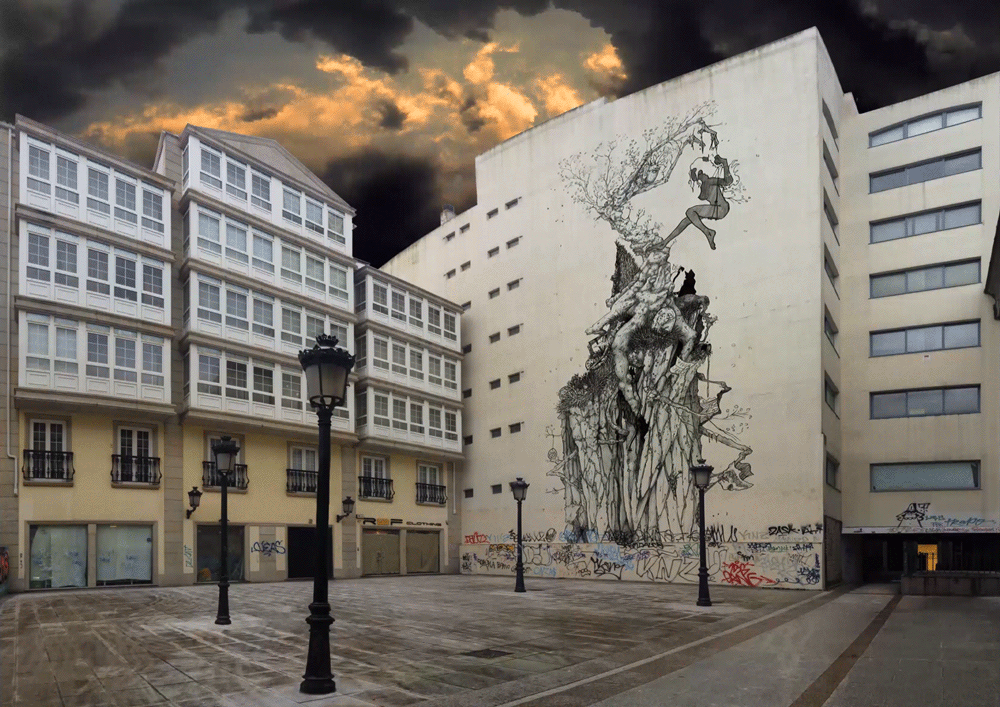 Atomlabor Blog : Epische StreetArt und zugleich GIF des Tages von WEDO | GIFitti Mural