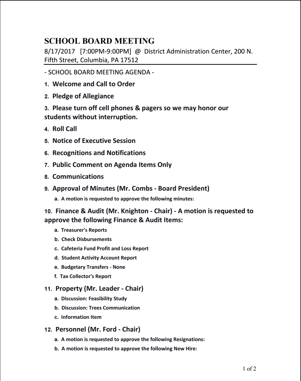 columbia spy draft agenda school board meeting august draft meeting agenda