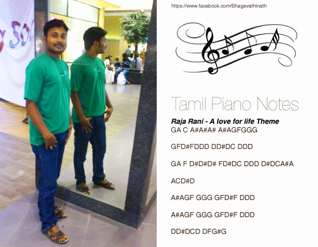 Tamil Piano Notes: Raja Rani - A love for life Theme