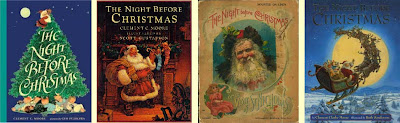 Covers of four different versions of The Night Before Christmas