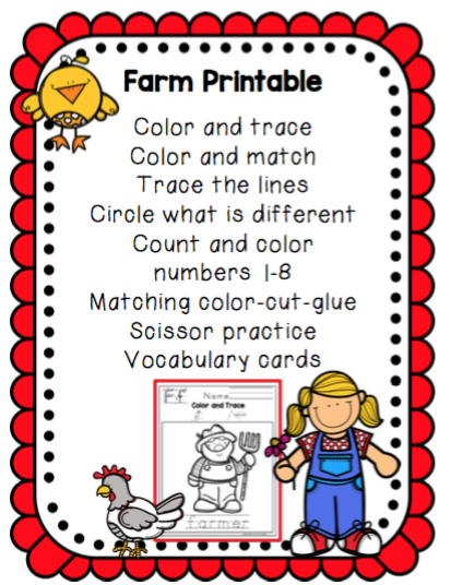 Farm Printable ~ Preschool Printables