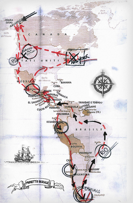 Itinerario di Ilario Lavarra, con una “Vespa Sprint Veloce”, durato un anno e mezzo (2010-'12).