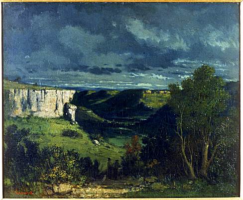 Gustave Courbet La vallée de la Loue par temps d'orage où se situer l'action des deux romans de Carole martinez : le domaine des murmures et a terre qui penche