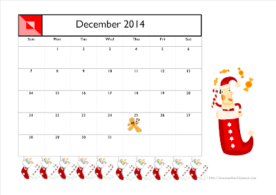 Free Printable December 2014 Calendar For Kids - Santa, Christmas Tree ...