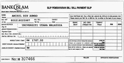 BIMB Bill Payment Slip, UUM