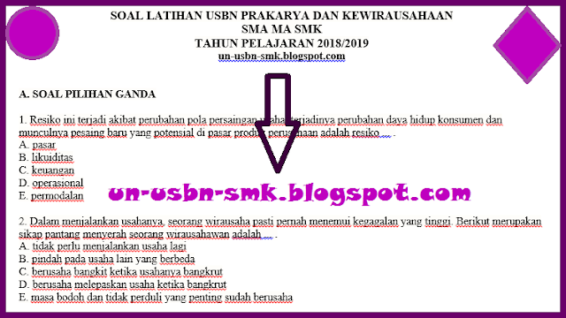 Soal USBN Prakarya dan Kewirausahaan (KWU) SMK SMA K2013