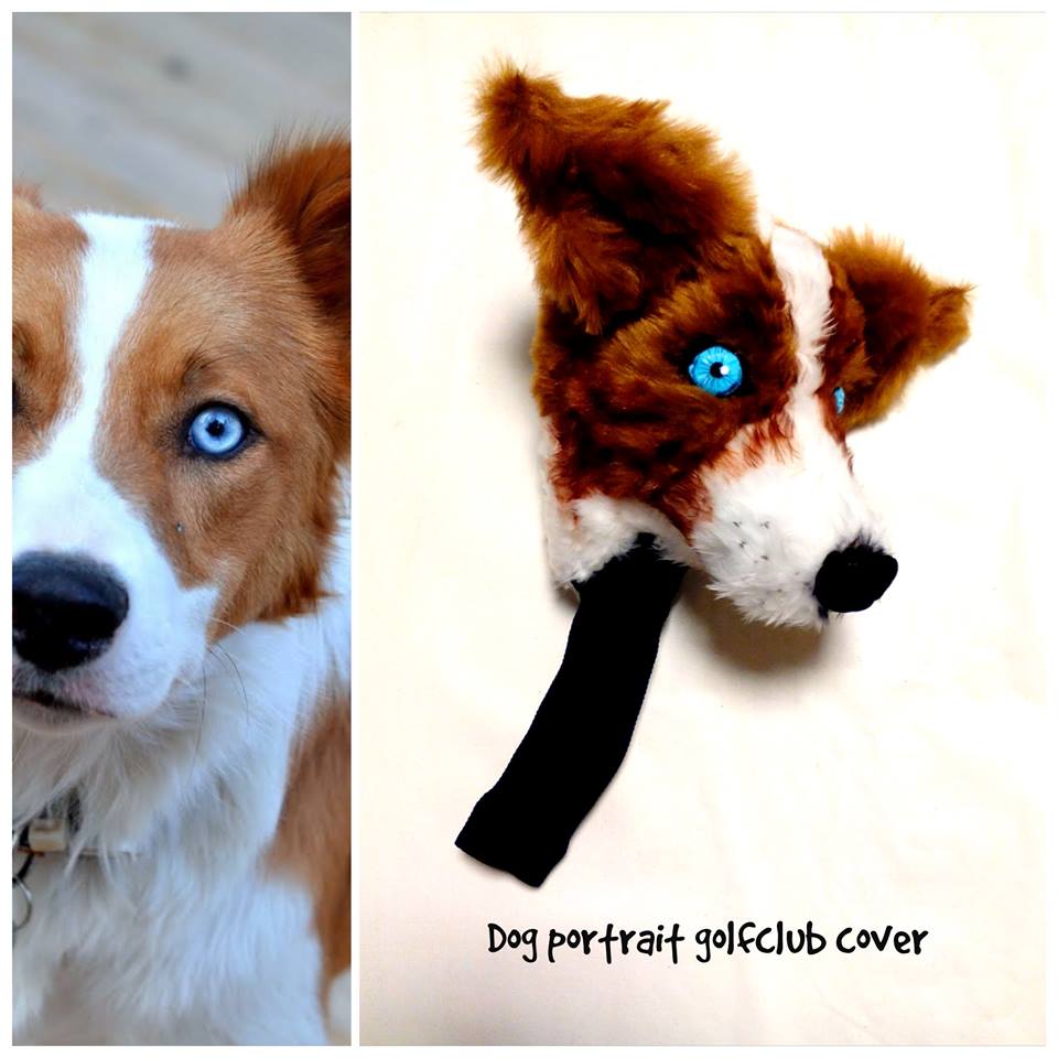 Custom Golf headcovers and puppets Unique GOLF GIFTS Dog headcover