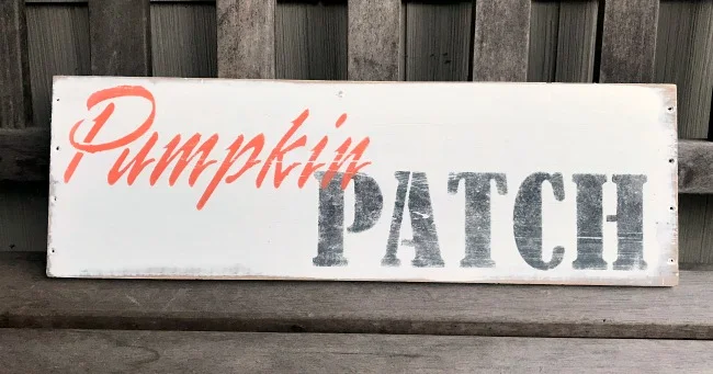 Pumpkin Patch Stenciled Sign on Reclaimed wood