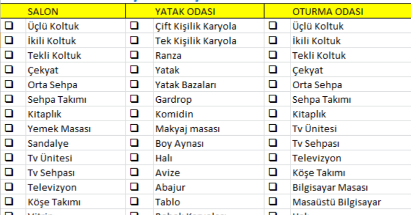 Tasinacak Esya Listesi Enakliyat Blog