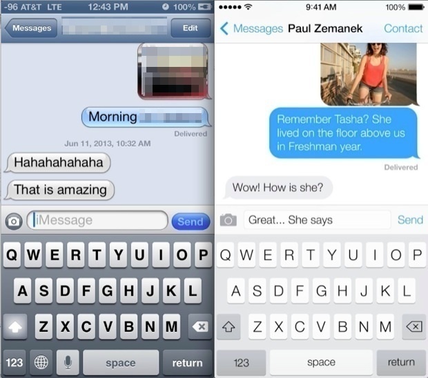 iOS 7 VS. iOS 6 Messages UI Comparison