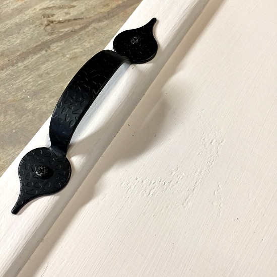 black metal handles for a rustic tray.